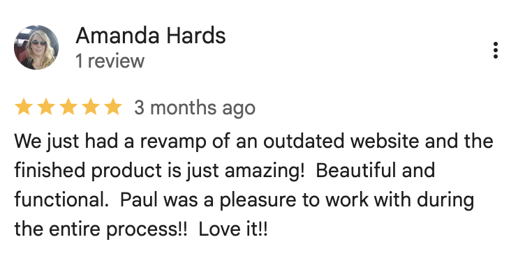 Google Review from Amanda Hards — finished product is just amazing, Love it!